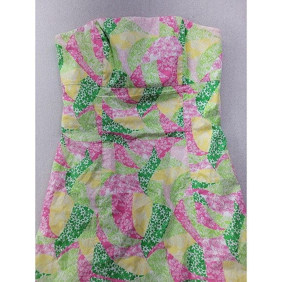 Lilly Pulitzer Franco Multi Wing Ding Strapless Tie Back Dress Size 6 Palm Beach - Picture 3 of 11
